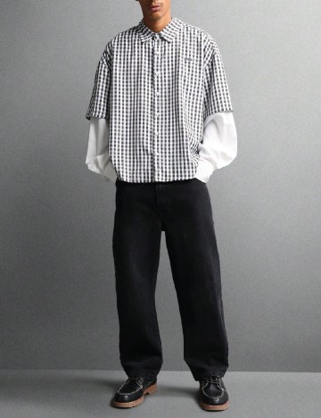 Camasa SUMWON, alb/negru