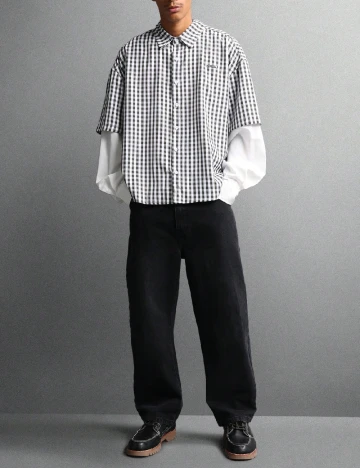 Camasa SUMWON, alb/negru