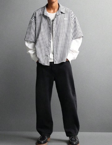 Camasa SUMWON, alb/negru