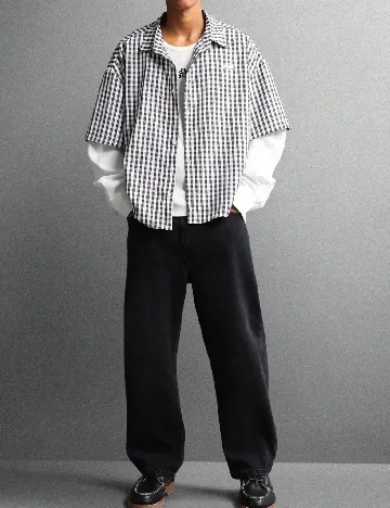 Camasa SUMWON, alb/negru