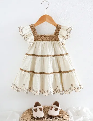 Rochie Cozy Pixies, bej/maro