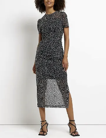 Rochie medie River Island, negru/alb