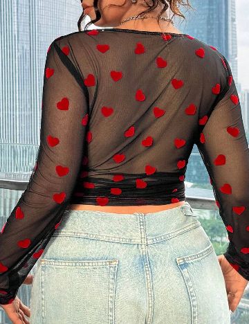 Bluza SHEIN CURVE, negru/rosu