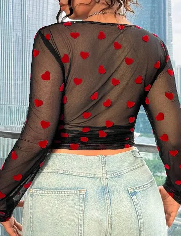 Bluza SHEIN CURVE, negru/rosu