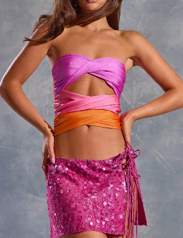 Top SHEIN, roz/portocaliu