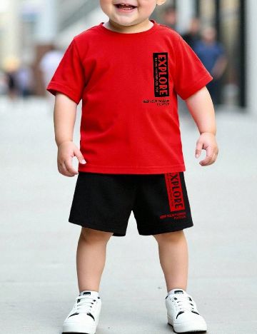 Compleu Shein Kids, rosu/negru