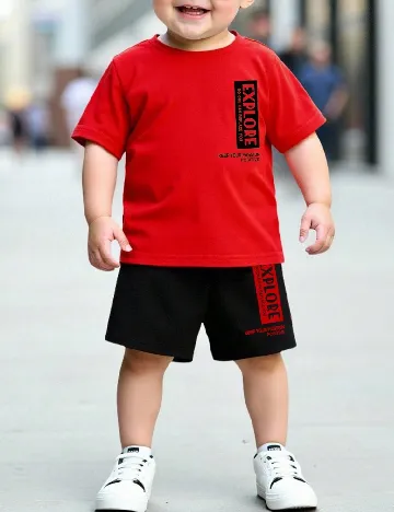 Compleu Shein Kids, rosu/negru