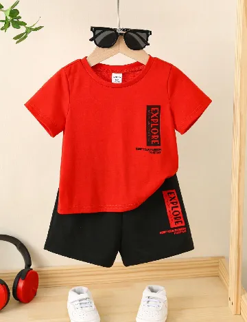 Compleu Shein Kids, rosu/negru