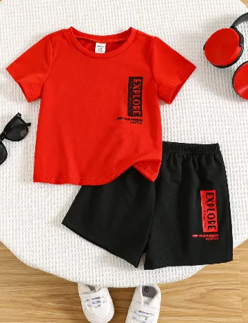 Compleu Shein Kids, rosu/negru