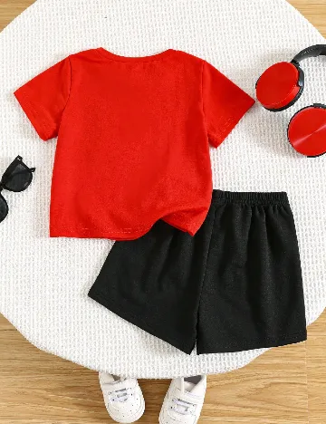 Compleu Shein Kids, rosu/negru