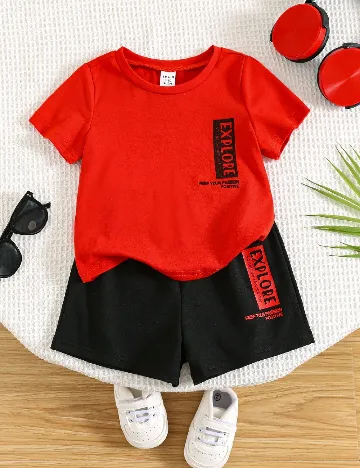 Compleu Shein Kids, rosu/negru
