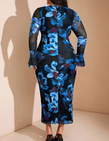 Rochie lunga SHEIN, negru/albastru