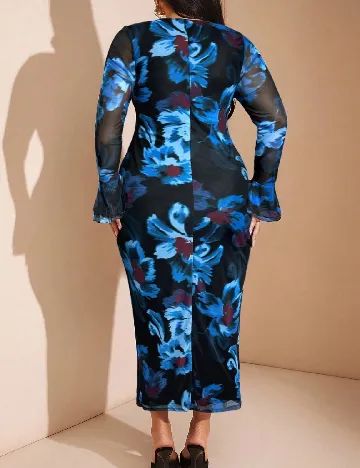 Rochie lunga SHEIN, negru/albastru