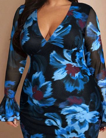 Rochie lunga SHEIN, negru/albastru