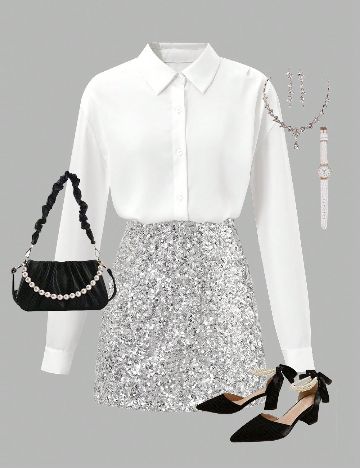 Compleu SHEIN, alb/gri