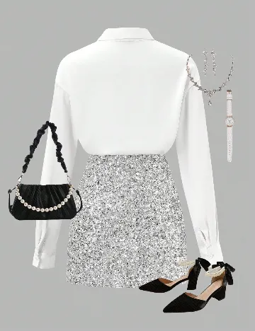 Compleu SHEIN, alb/gri