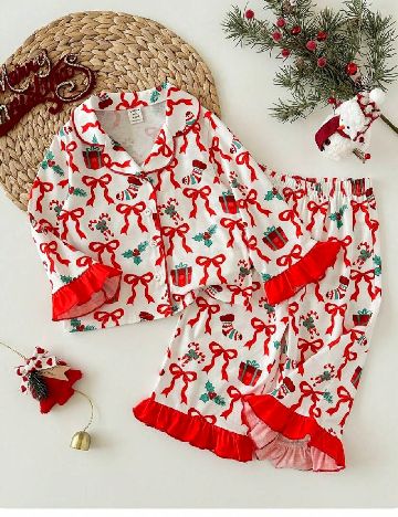 Pijama Shein Kids, alb/rosu