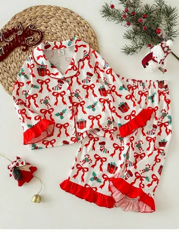 Pijama Shein Kids, alb/rosu