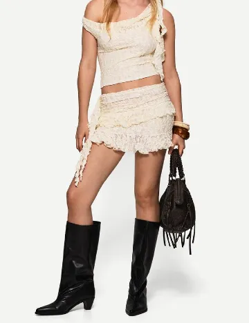 Fusta Bershka, ecru