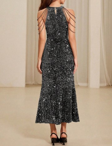 Rochie medie Aveloria, argintiu