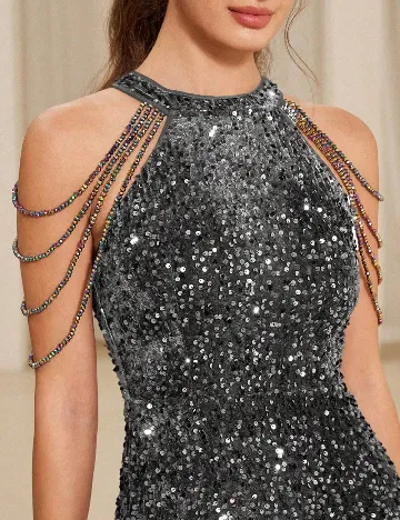 Rochie medie Aveloria, argintiu