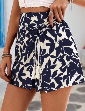 Fusta pantalon SHEIN, bleumarin/crem