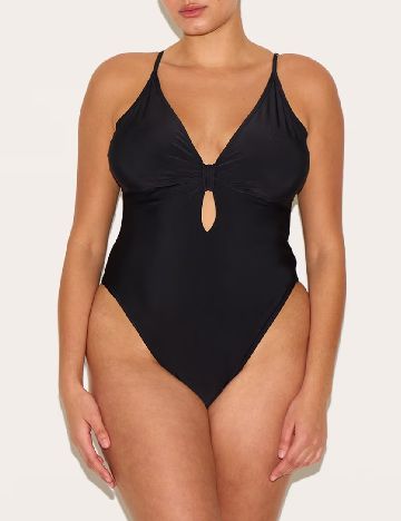 Costum de baie PrettyLittleThing Plus Size, negru