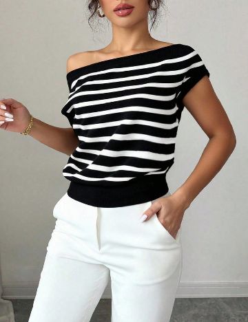 Bluza SHEIN, alb/negru