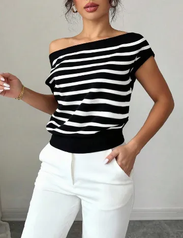 Bluza SHEIN, alb/negru