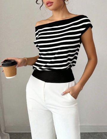 Bluza SHEIN, alb/negru