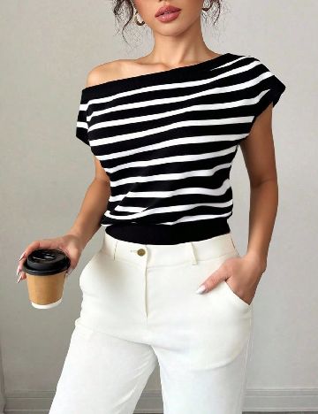 Bluza SHEIN, alb/negru