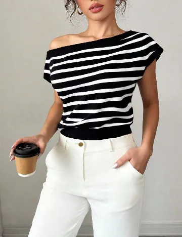 Bluza SHEIN, alb/negru