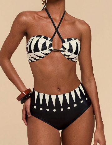 Costum de baie SHEIN, galben/negru