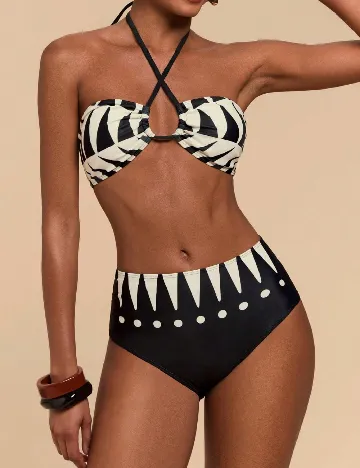 Costum de baie SHEIN, galben/negru