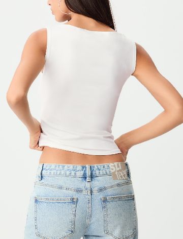 Top Stradivarius Teen, alb