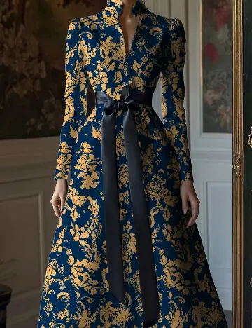 Rochie lunga SHEIN, albastru/auriu