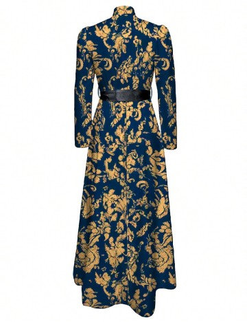 Rochie lunga SHEIN, albastru/auriu