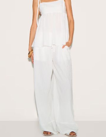 Pantaloni PrettyLittleThing, alb