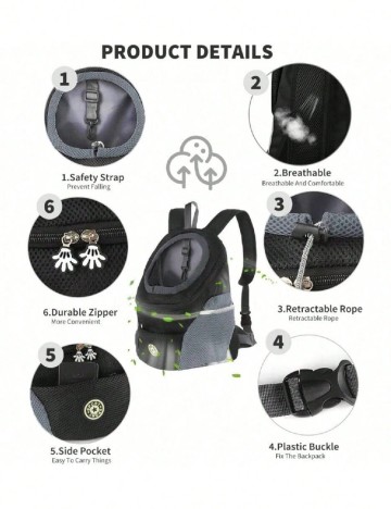 Geanta de transport pentru animale SHEIN, negru/gri