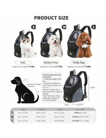 Geanta de transport pentru animale SHEIN, negru/gri