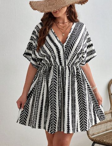 Rochie scurta SHEIN CURVE, alb/negru