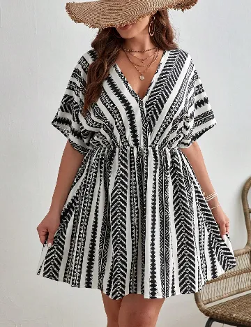 Rochie scurta SHEIN CURVE, alb/negru