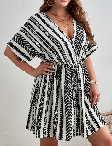 Rochie scurta SHEIN CURVE, alb/negru