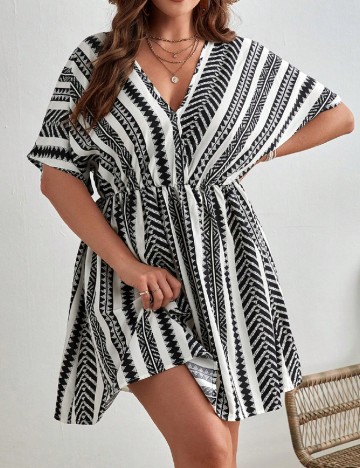 Rochie scurta SHEIN CURVE, alb/negru
