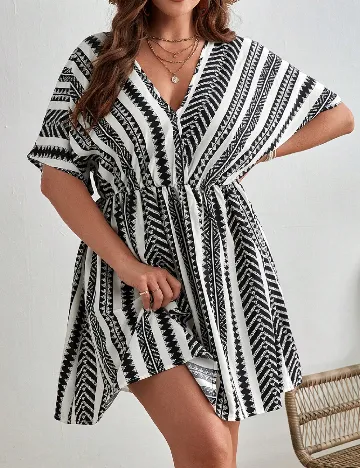Rochie scurta SHEIN CURVE, alb/negru