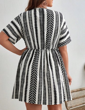Rochie scurta SHEIN CURVE, alb/negru