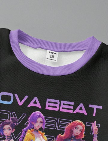 Compleu Shein Kids, negru/mov