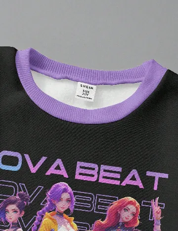 Compleu Shein Kids, negru/mov