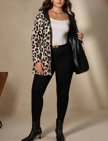 Jacheta reversibila SHEIN CURVE, negru/animal print
