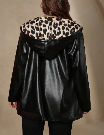 Jacheta reversibila SHEIN CURVE, negru/animal print